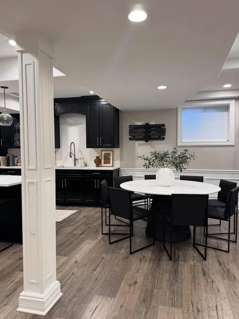 Cozy Basement Lounge With Exposed Ceiling Charm