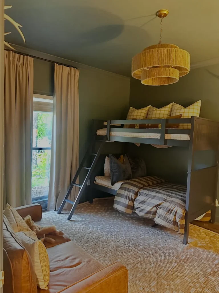 Cozy Bunk Bed Room With Earthy Neutral Style