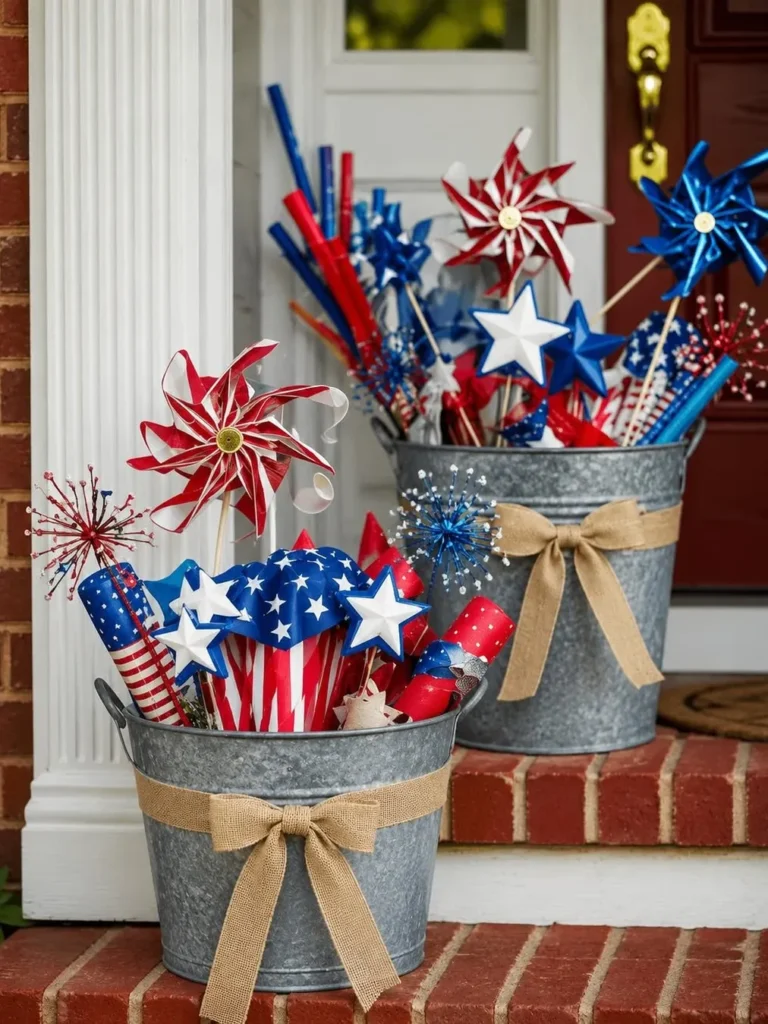 DIY Patriotic Bucket Decor for Front Steps