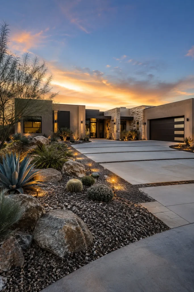 Desert Modern Driveway With Clean Concrete Lines