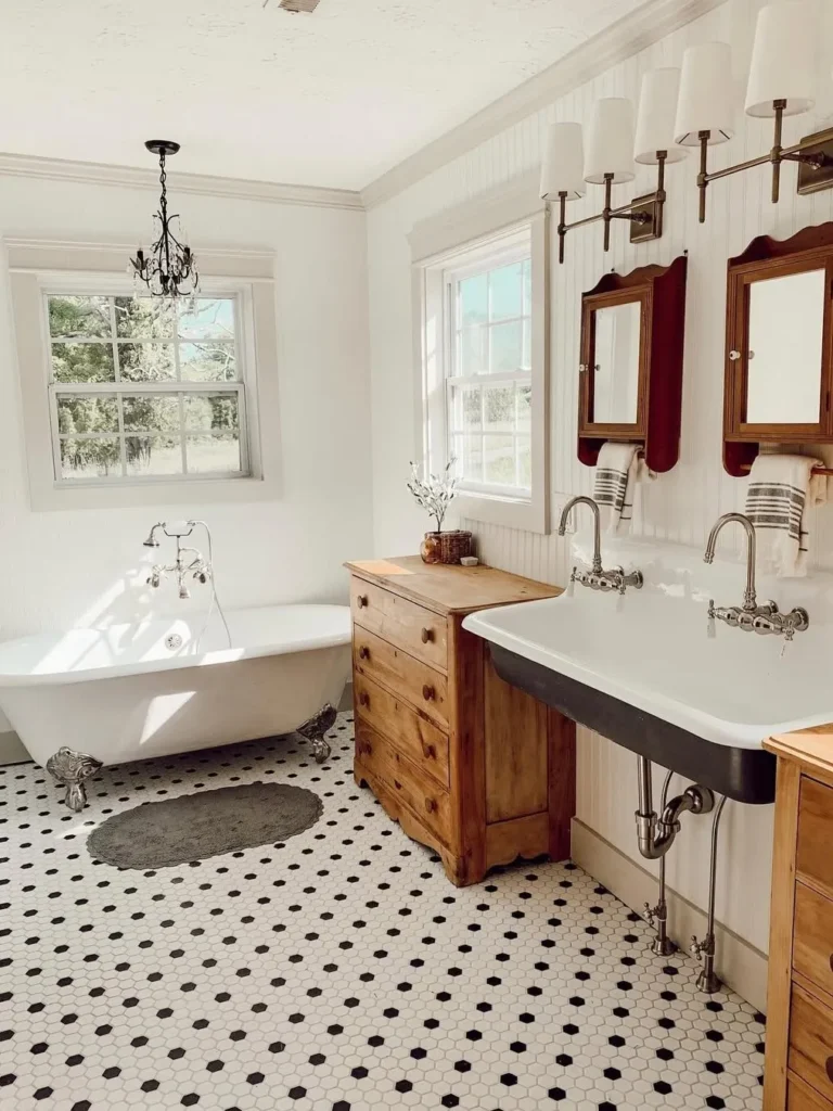 Double Sink Vanity Ideas for a Rustic Family Bath