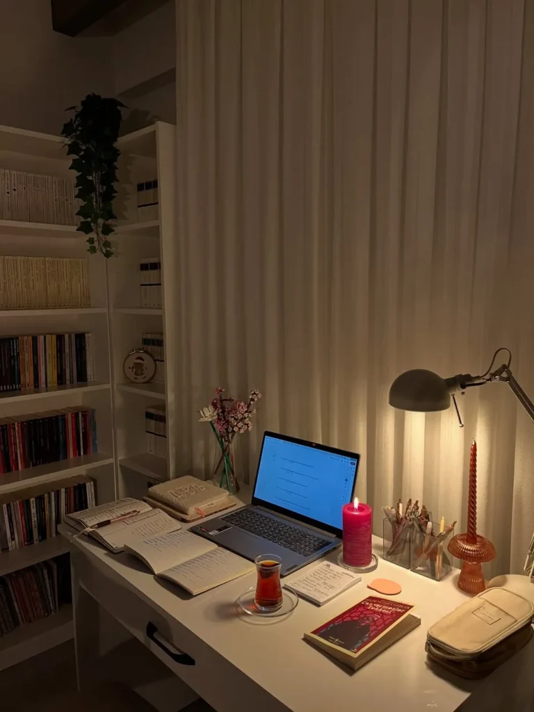 Evening Study Desk With Library-Inspired Style
