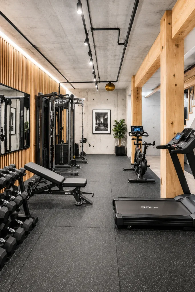 Home Gym Design for an Unfinished Basement