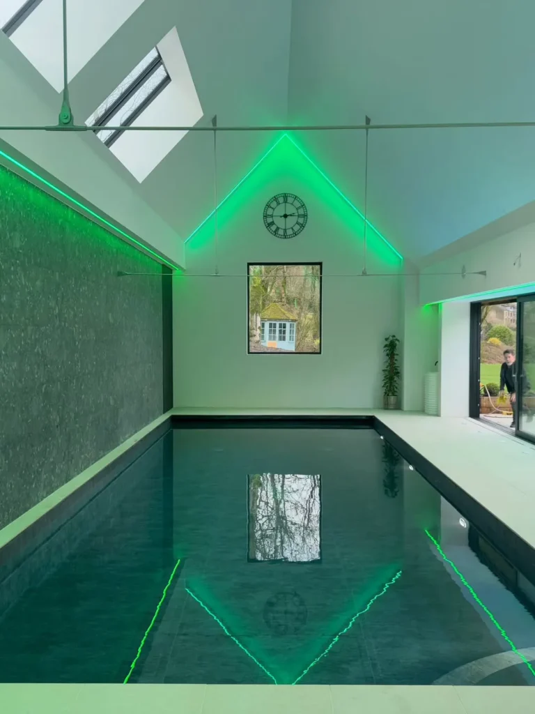 Indoor Pool Ideas With LED Mood Lighting