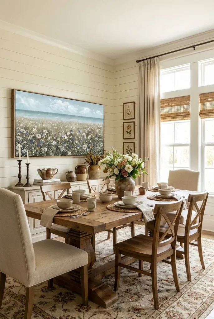 Light Neutral Dining Room With Soft Cottage Style