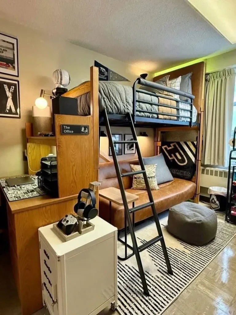 Loft Bed Boys Dorm Room With Study Space