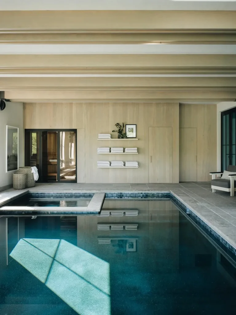 Minimalist Indoor Pool With Built-In Spa Retreat