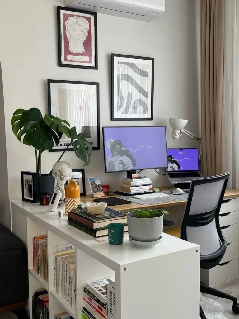 Modern Apartment Workspace With Gallery Wall Decor