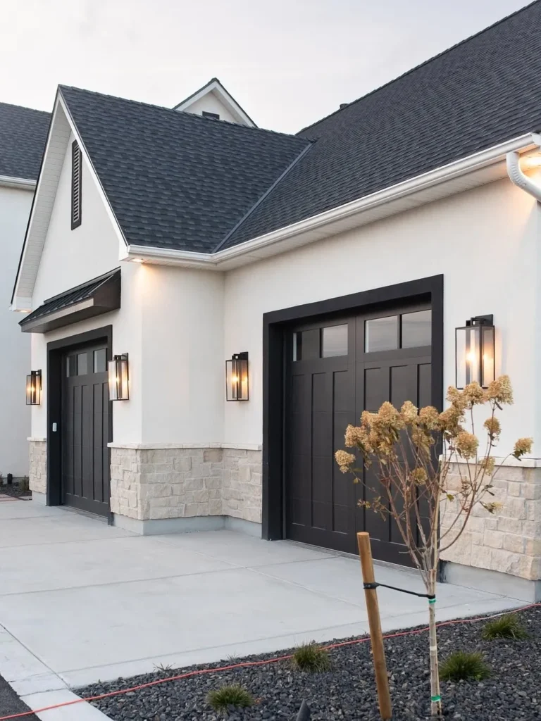 Modern Farmhouse Garage Door Ideas in Black and White