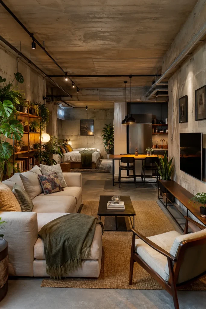 Open Concept Unfinished Basement Apartment Layout