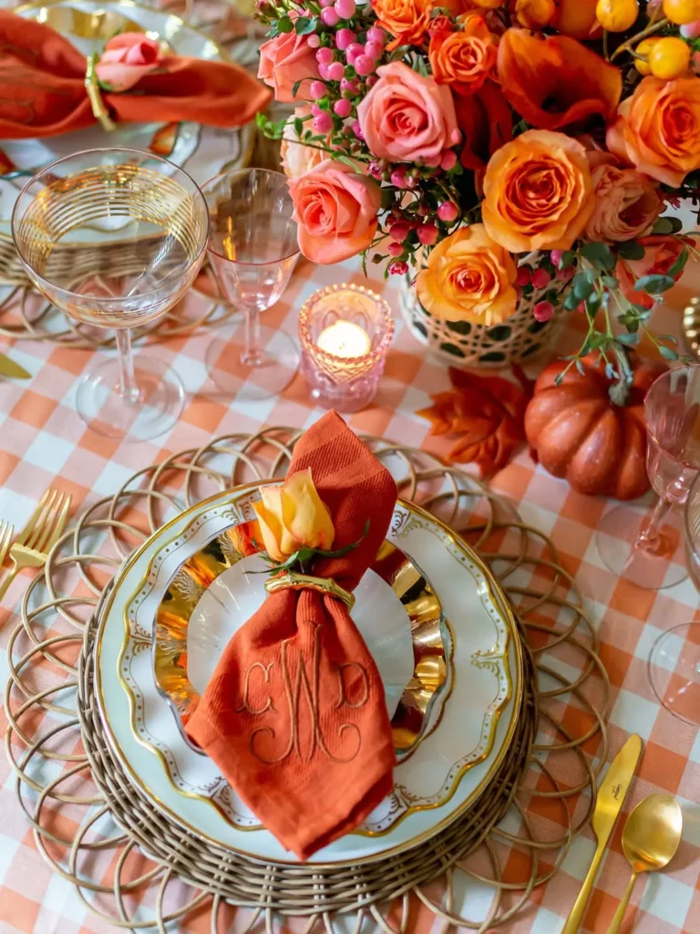 Orange and Pink Fall Table Decor With Garden Party Charm