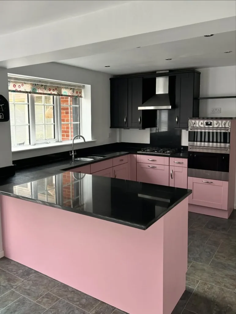 Pink and Black Two Tone Kitchen Cabinet Ideas