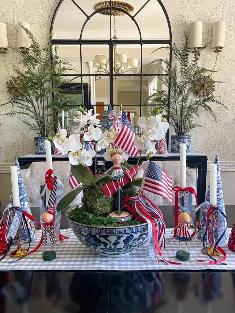 Red White and Blue Dining Room Centerpiece