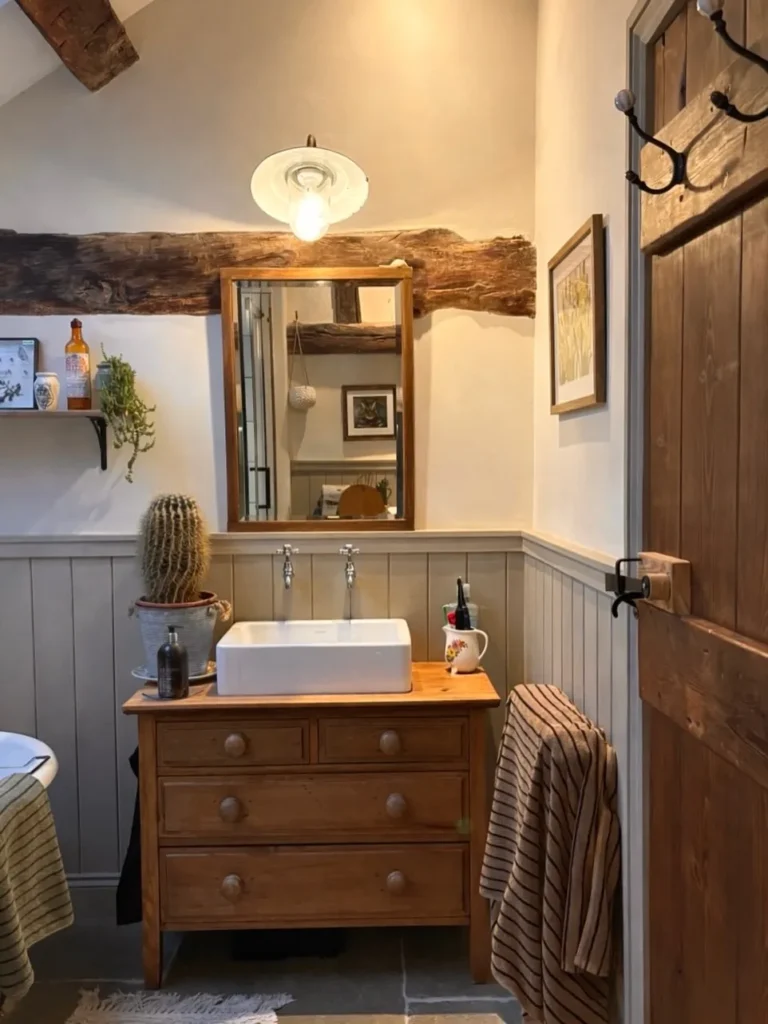 Rustic Wood Vanity for a Cottage Bath