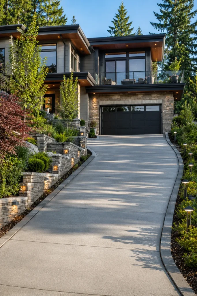 Sloped Driveway Ideas for Contemporary Homes