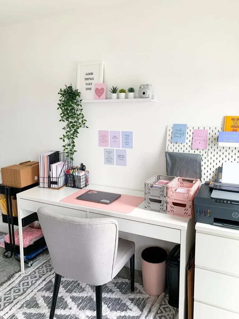 Study Desk With Soft Pink Accents