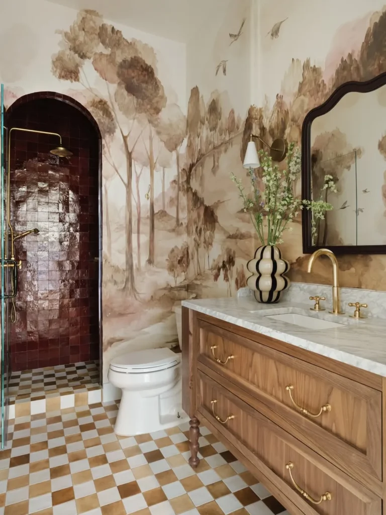 Subway Tile Shower With Rustic Details