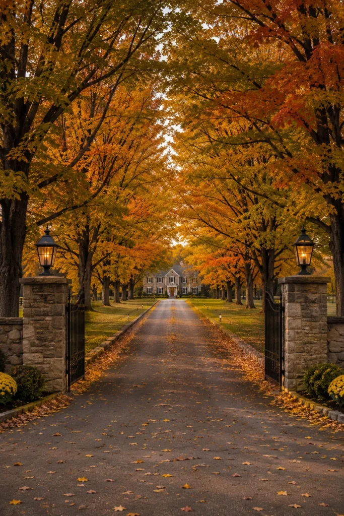 Tree-Lined Driveway Ideas for Fall Curb Appeal