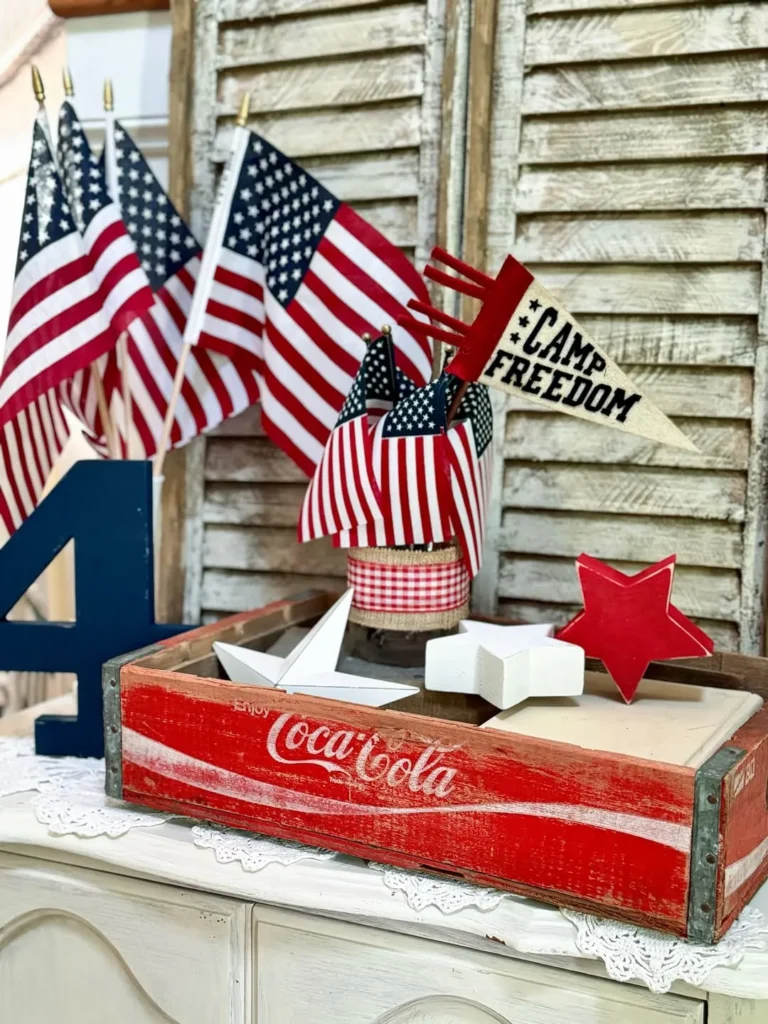 Vintage Americana Decor With Rustic Flags