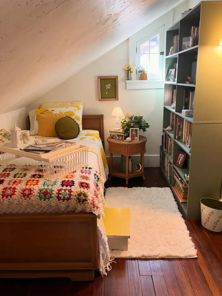 Vintage Attic Bedroom With Cozy Reading Corner