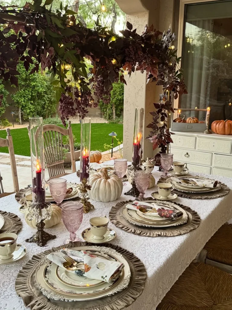 Vintage-Inspired Outdoor Tablescape With Moody Autumn Details