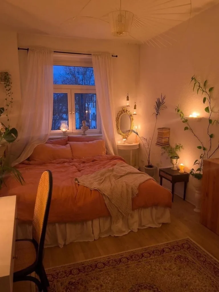 Warm Ambient Bedroom With Soft Peach Tones