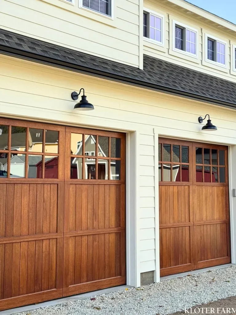 Warm Wood Garage Doors With Classic Window Grids
