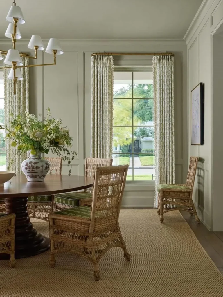 Wicker Dining Chairs for a Light-Filled Dining Room