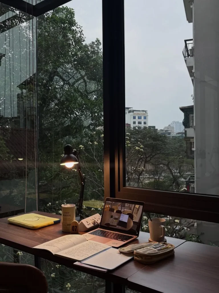 Window Side Study Desk With City Views