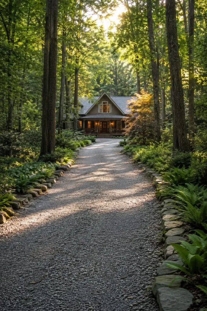 Woodland Gravel Driveway for a Forest Retreat