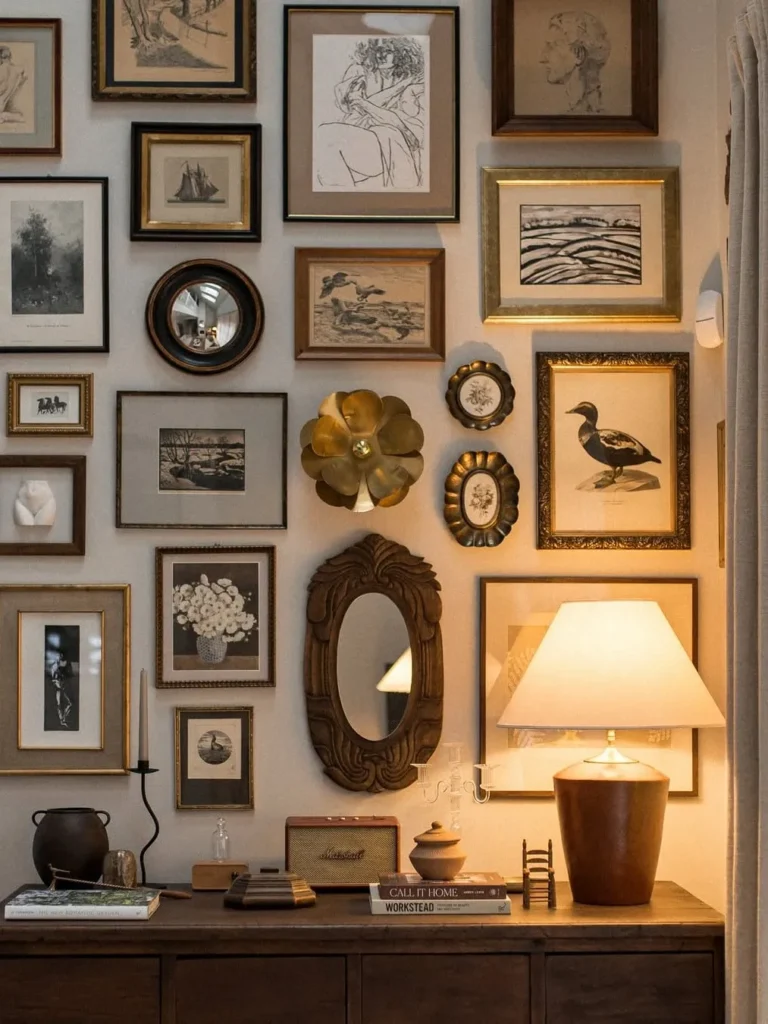 Antique Frame Gallery Wall With Collected Finds