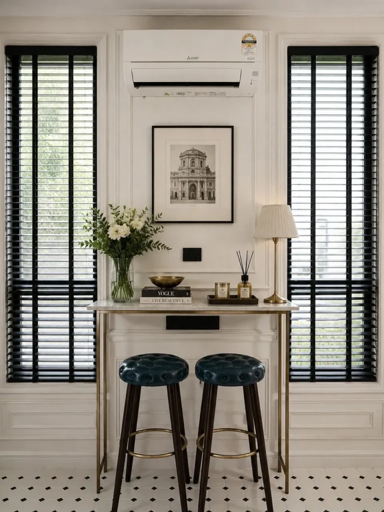 Black Window Trim With Traditional Wall Moulding