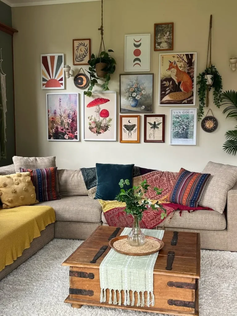Boho Photo Wall With Botanical and Woodland Prints