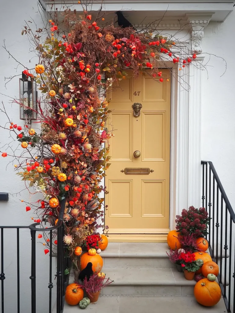Bold Autumn Entry With Oversized Fall Garland