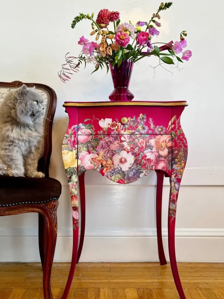 Bold Floral Painted Accent Table