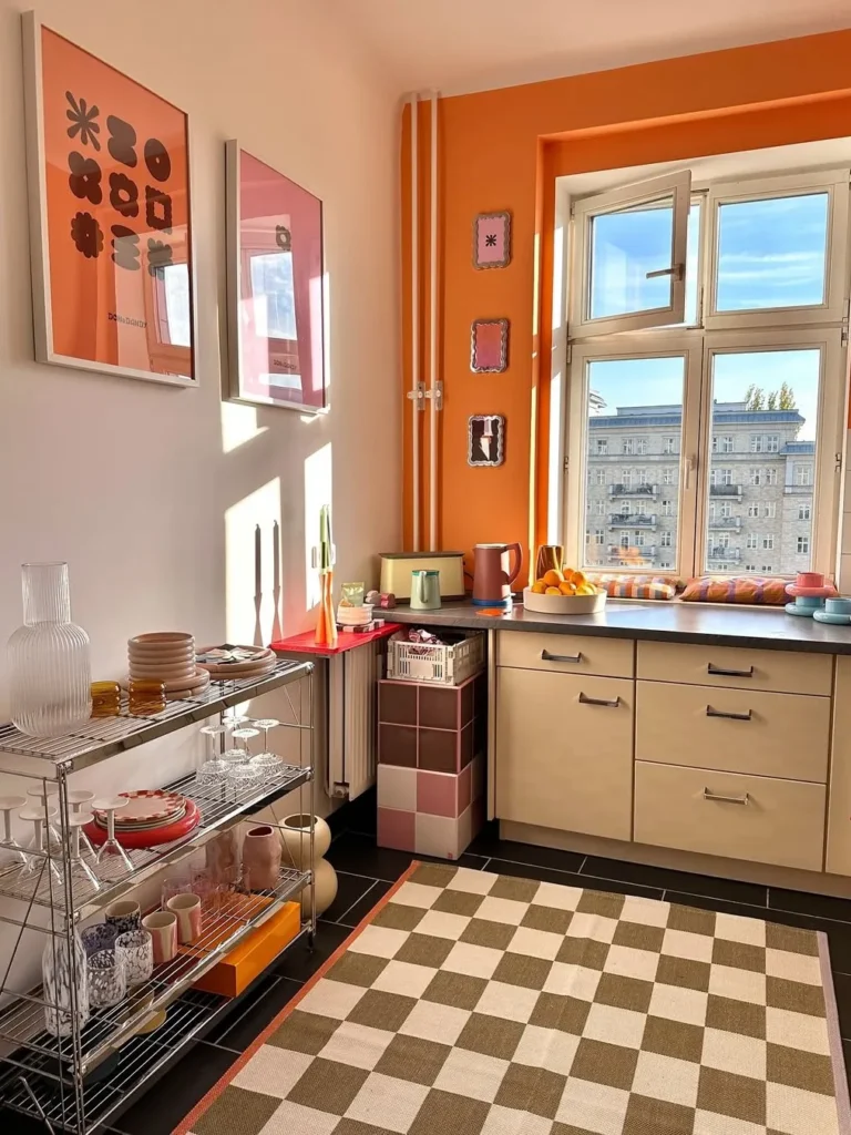 Bright Orange and Cream Retro Kitchen Palette