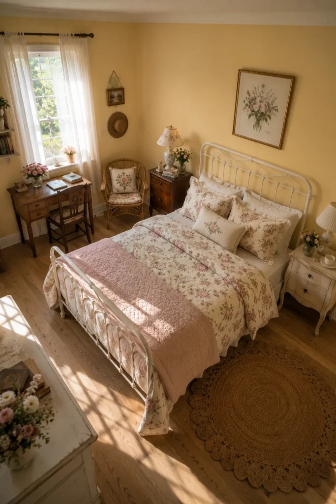Butter Yellow Bedroom With Cottage Style Charm