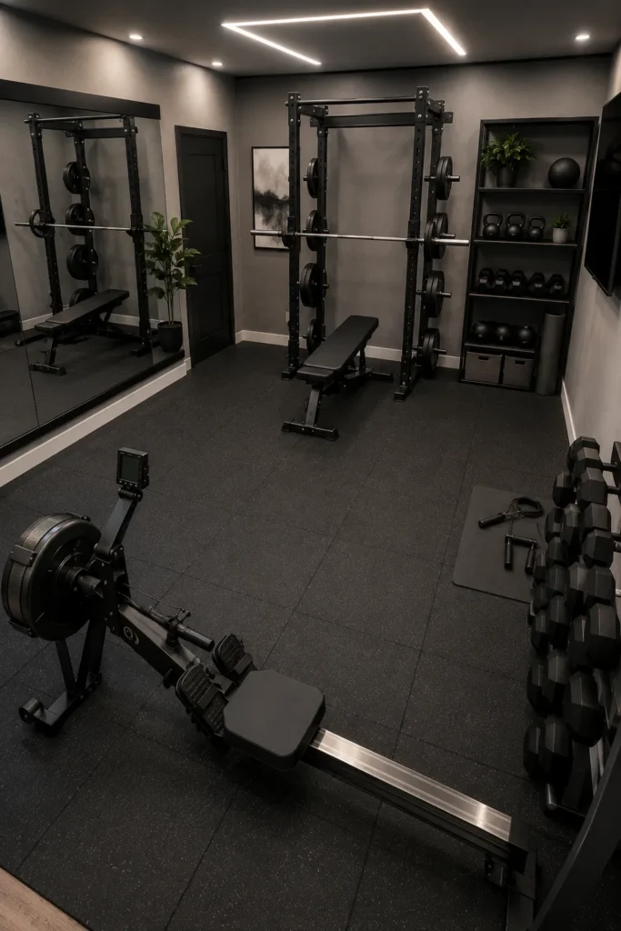 Charcoal Gray Training Room with Industrial Style