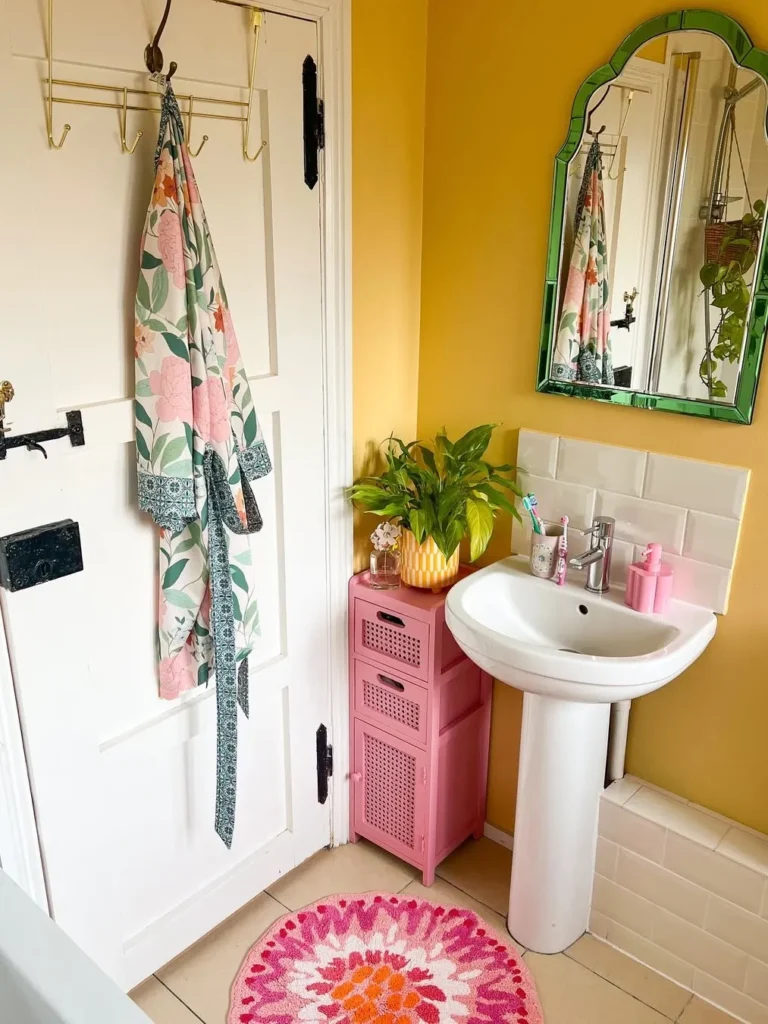 Cheerful Golden Yellow Bathroom Paint Idea