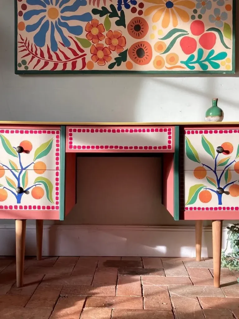 Colorful Citrus Painted Writing Desk