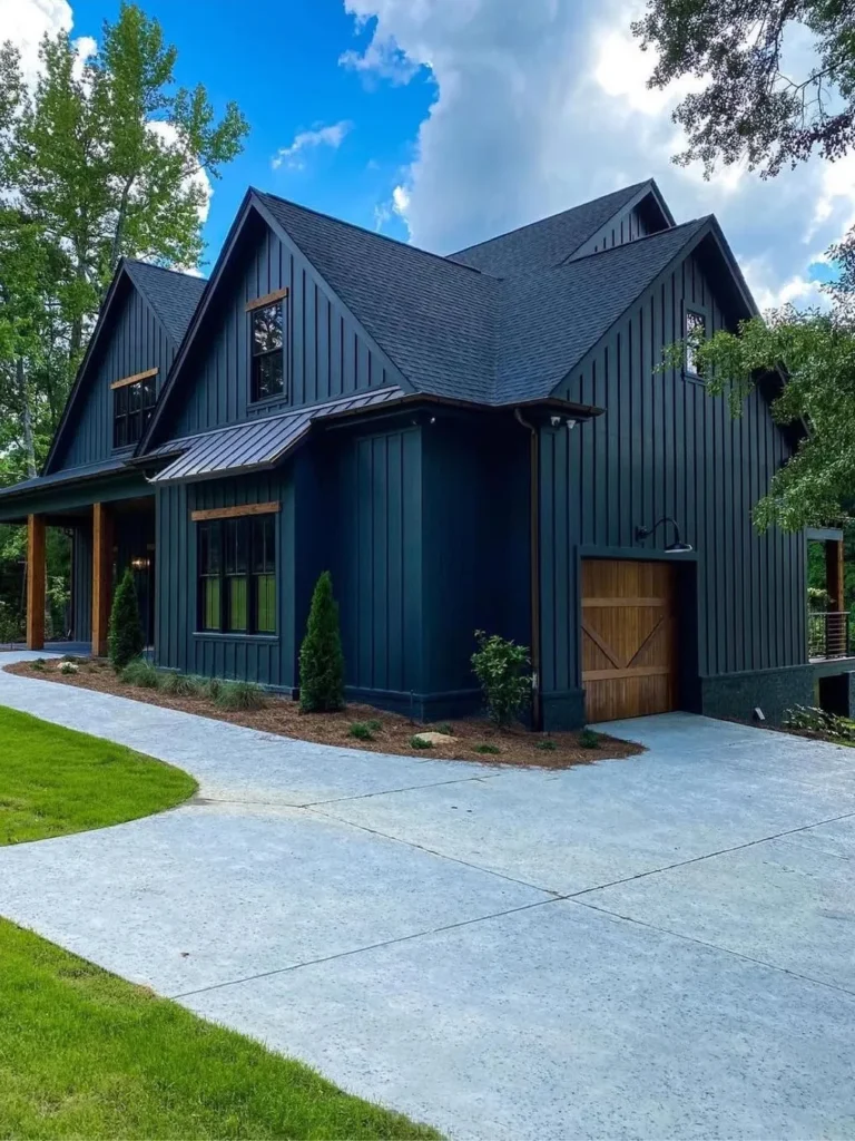 Dark Blue Board and Batten House Exterior Ideas