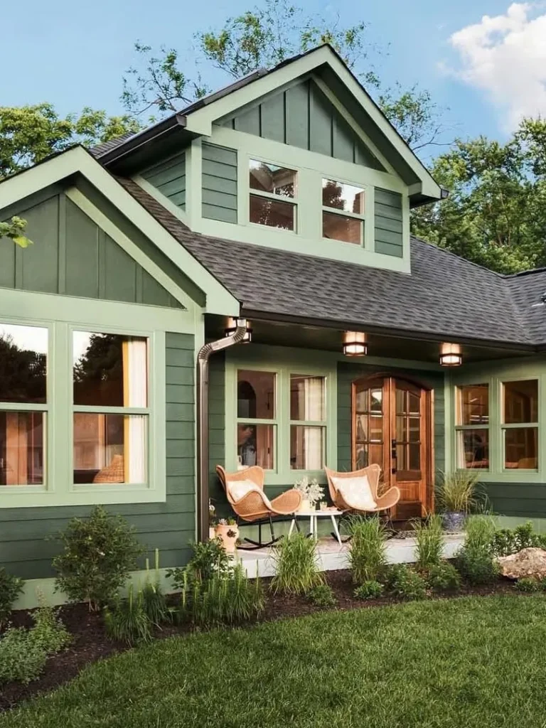Deep Forest Green Exterior with Fresh White Accents