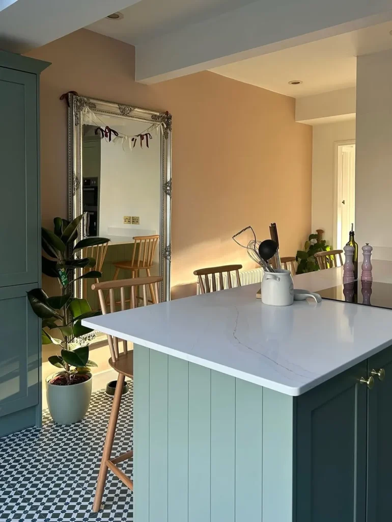 Dusty Teal and Warm Peach Kitchen Color Palette