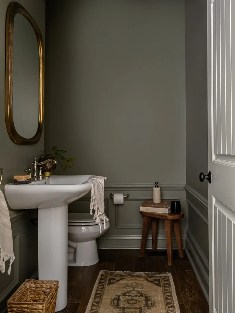 Earthy Olive Green Bathroom Color Scheme