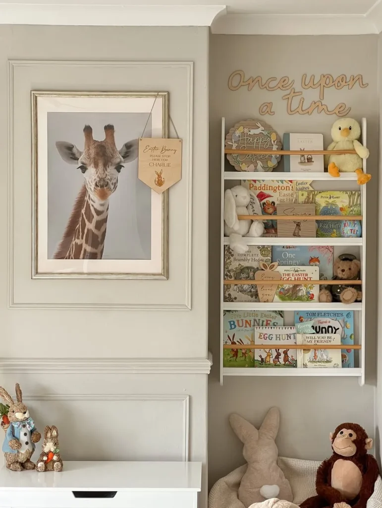 Easter-Themed Nursery Bookshelf Wall