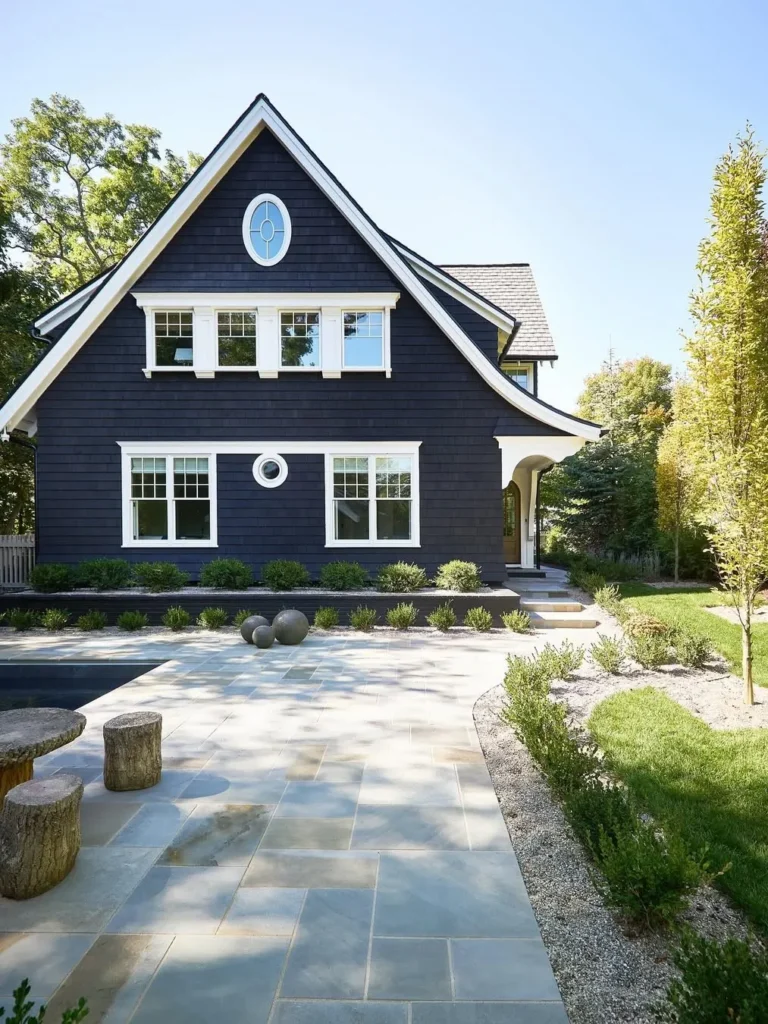 Elegant Black Exterior with Timeless White Window Trim