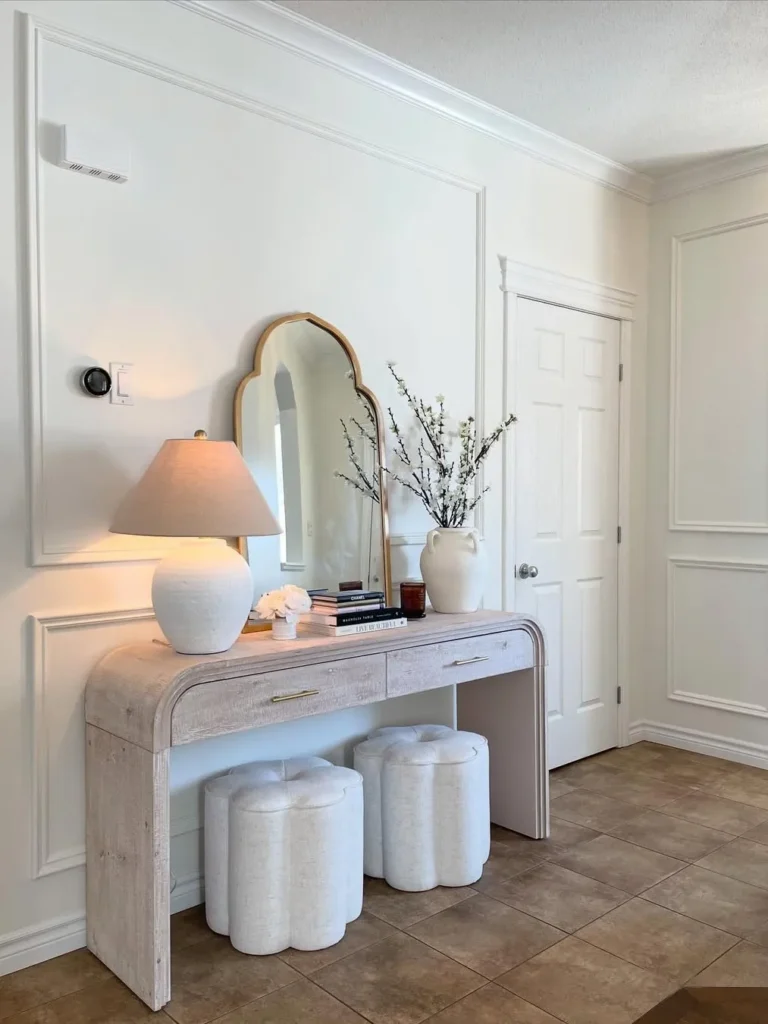 Entryway Console Styled With Wall Moulding