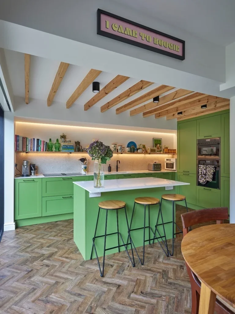Fresh Olive Green and Wood Kitchen Color Palette