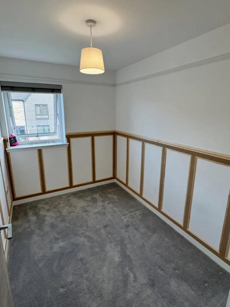 Half Wall Wainscoting With Natural Wood Trim