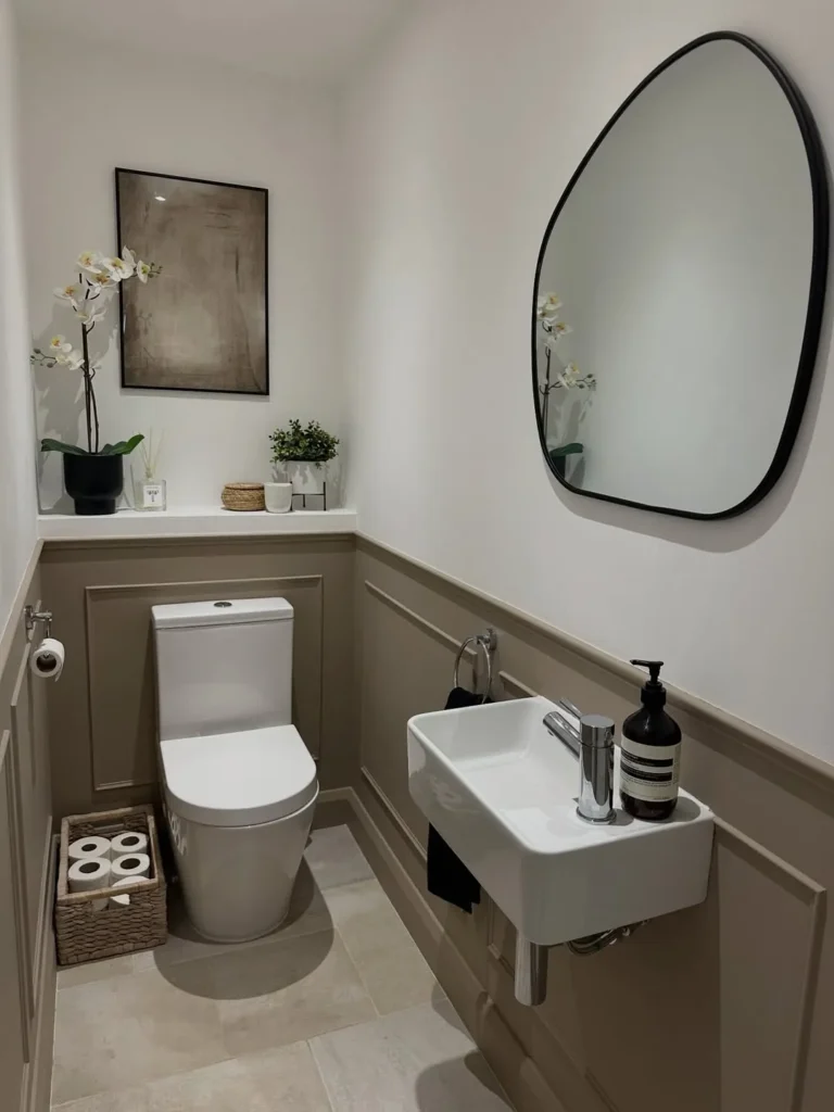 Half Wall Wainscoting for a Small Powder Room